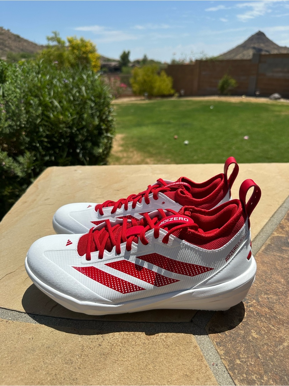Adidas Adizero Impact 2.0 White Red Baseball Cleats Jh6784 Men’s Size 8.5